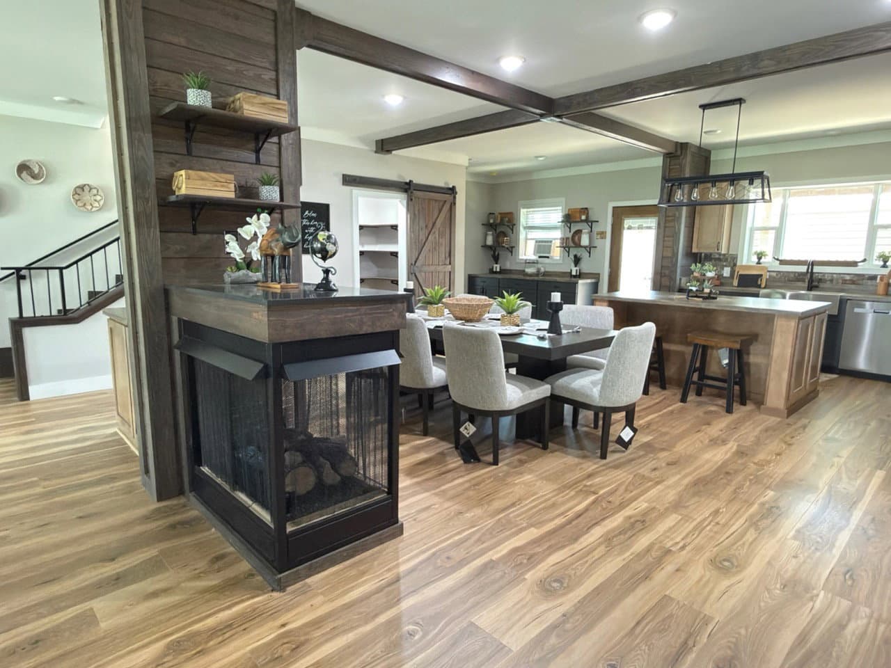 The barndominium interior home features