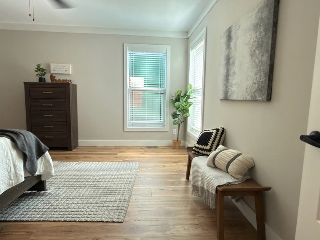 The barndominium 2 bedroom home features