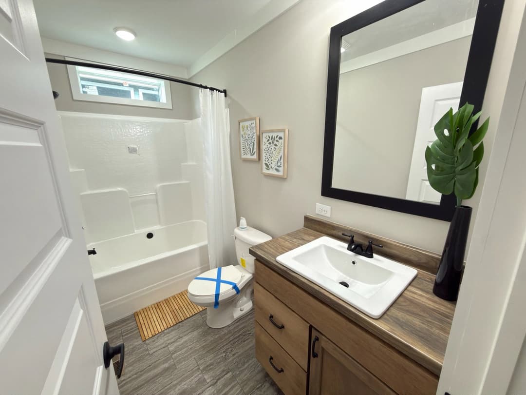 The barndominium 2 bathroom home features