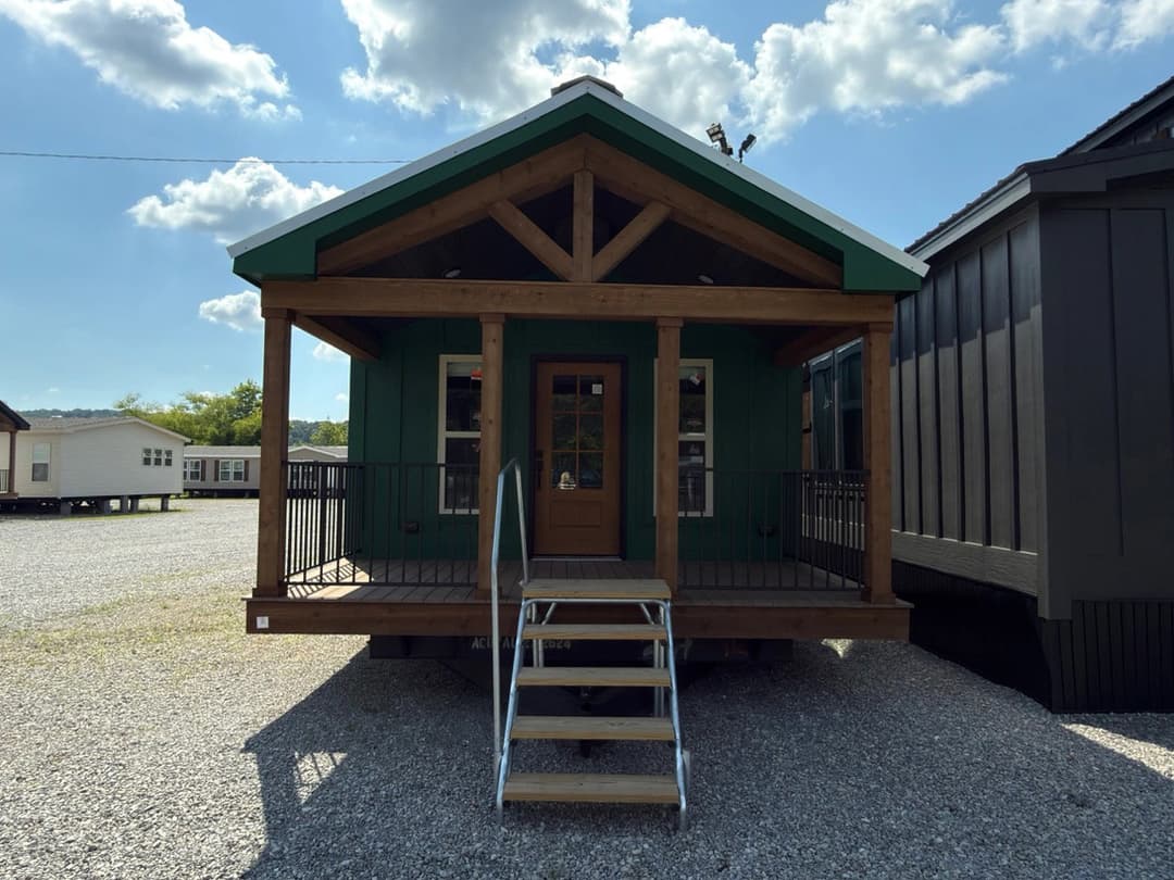 Cozy cabin hero, elevation, and exterior home features