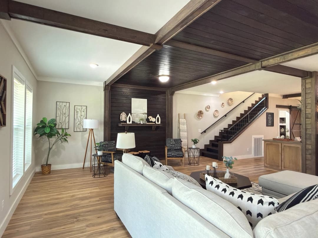 The barndominium interior home features