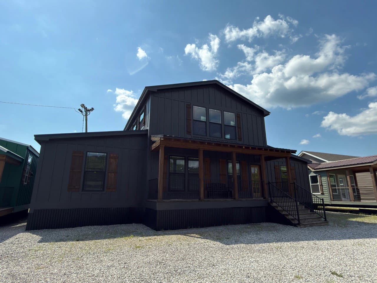 The barndominium elevation and exterior home features