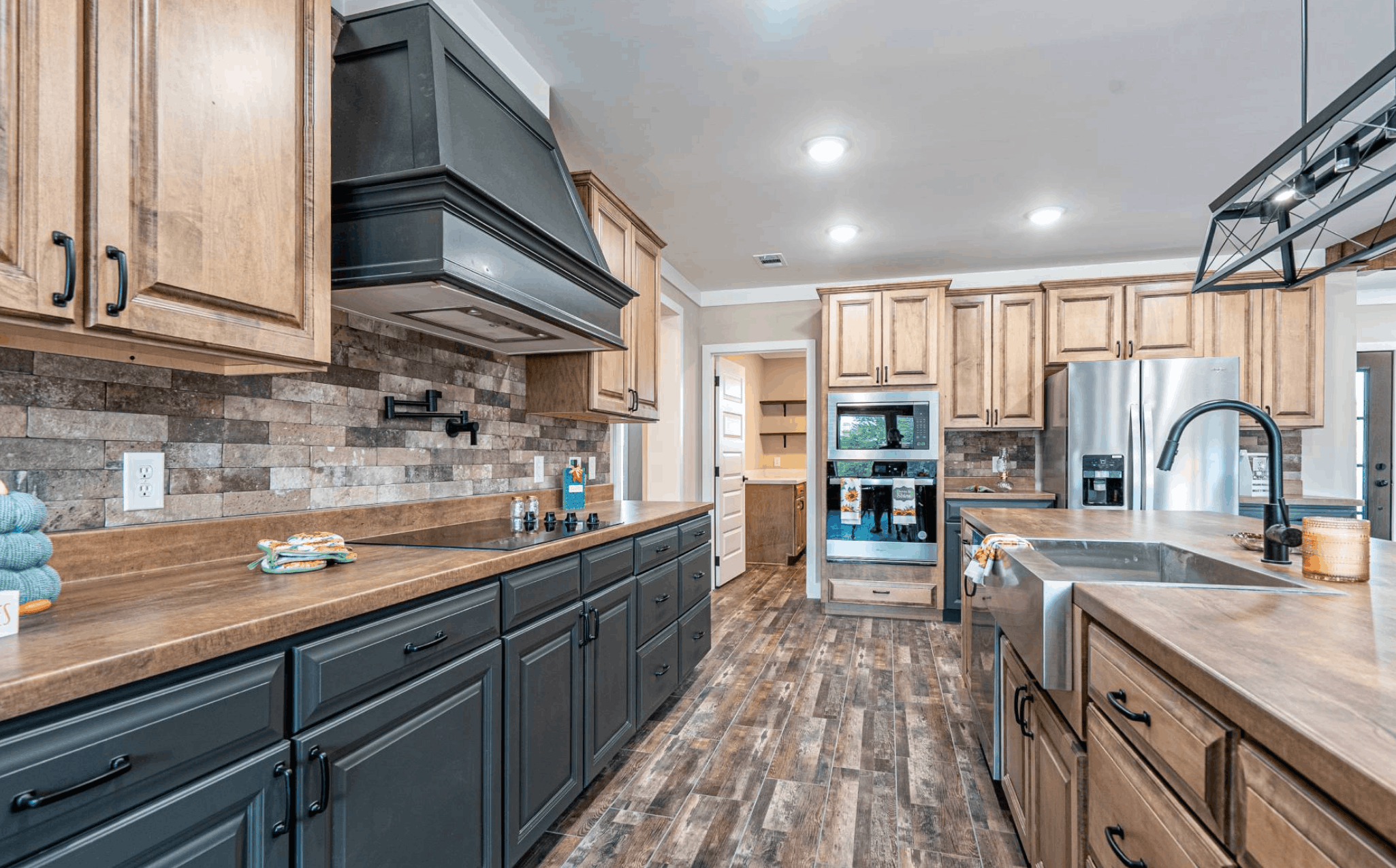 The old hay barn kitchen home features