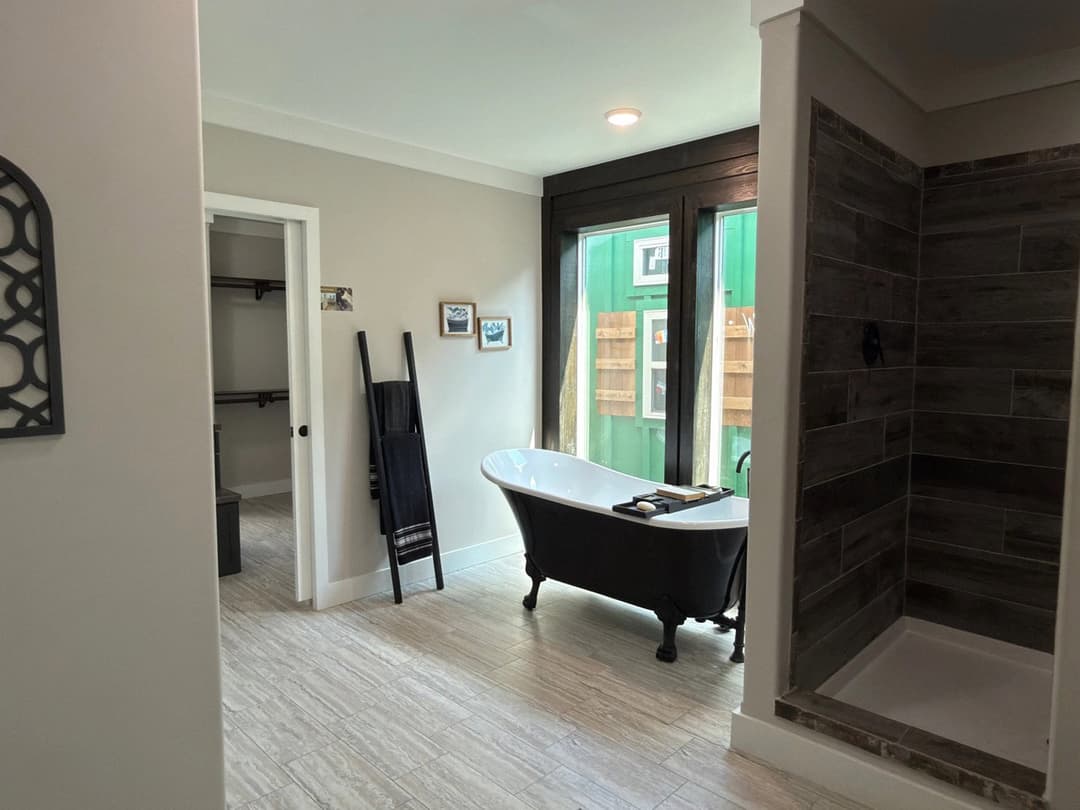 The barndominium 2 bathroom home features
