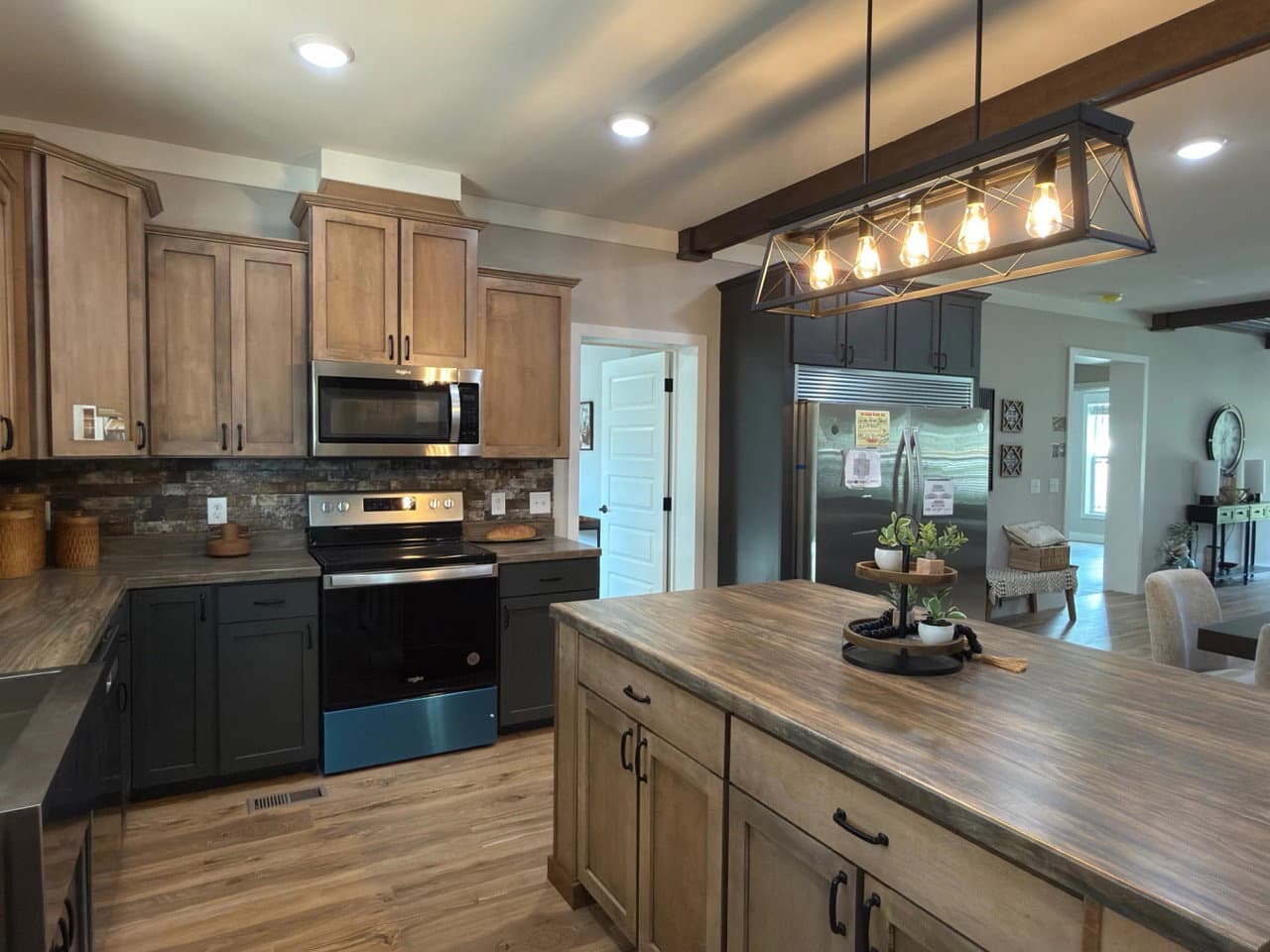 The barndominium 2 kitchen home features