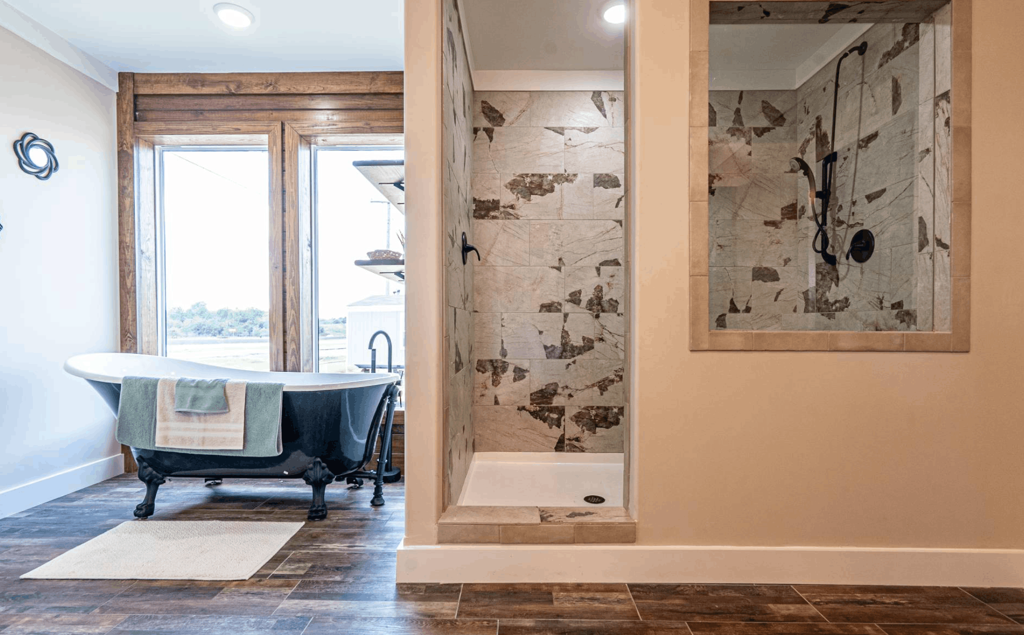 The old hay barn bathroom home features