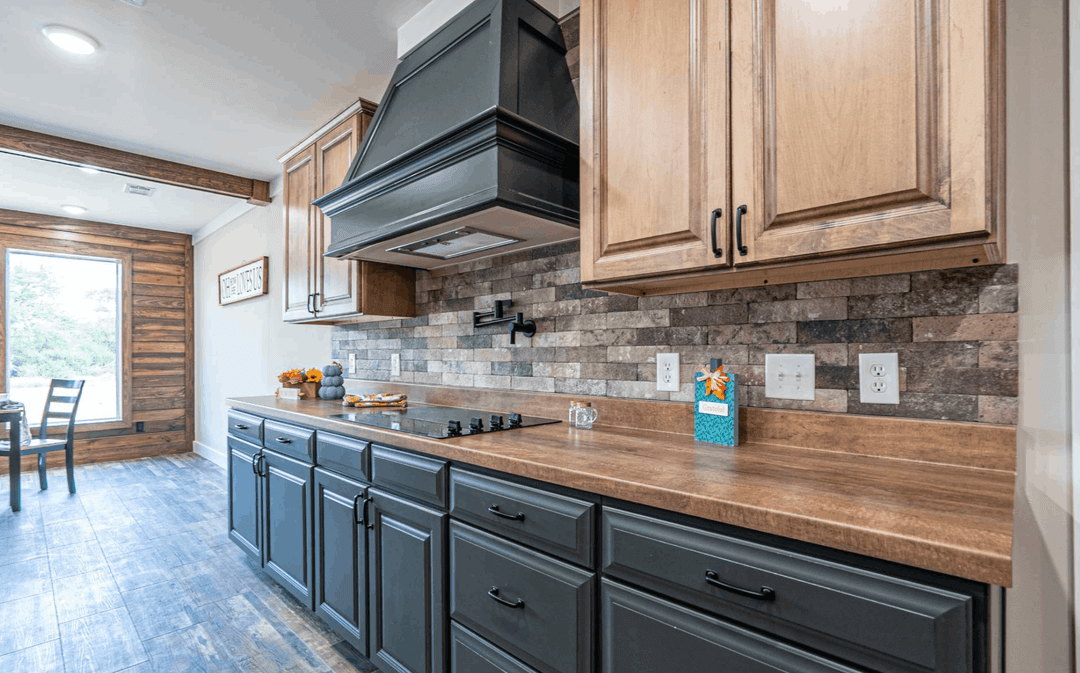 The old hay barn kitchen home features
