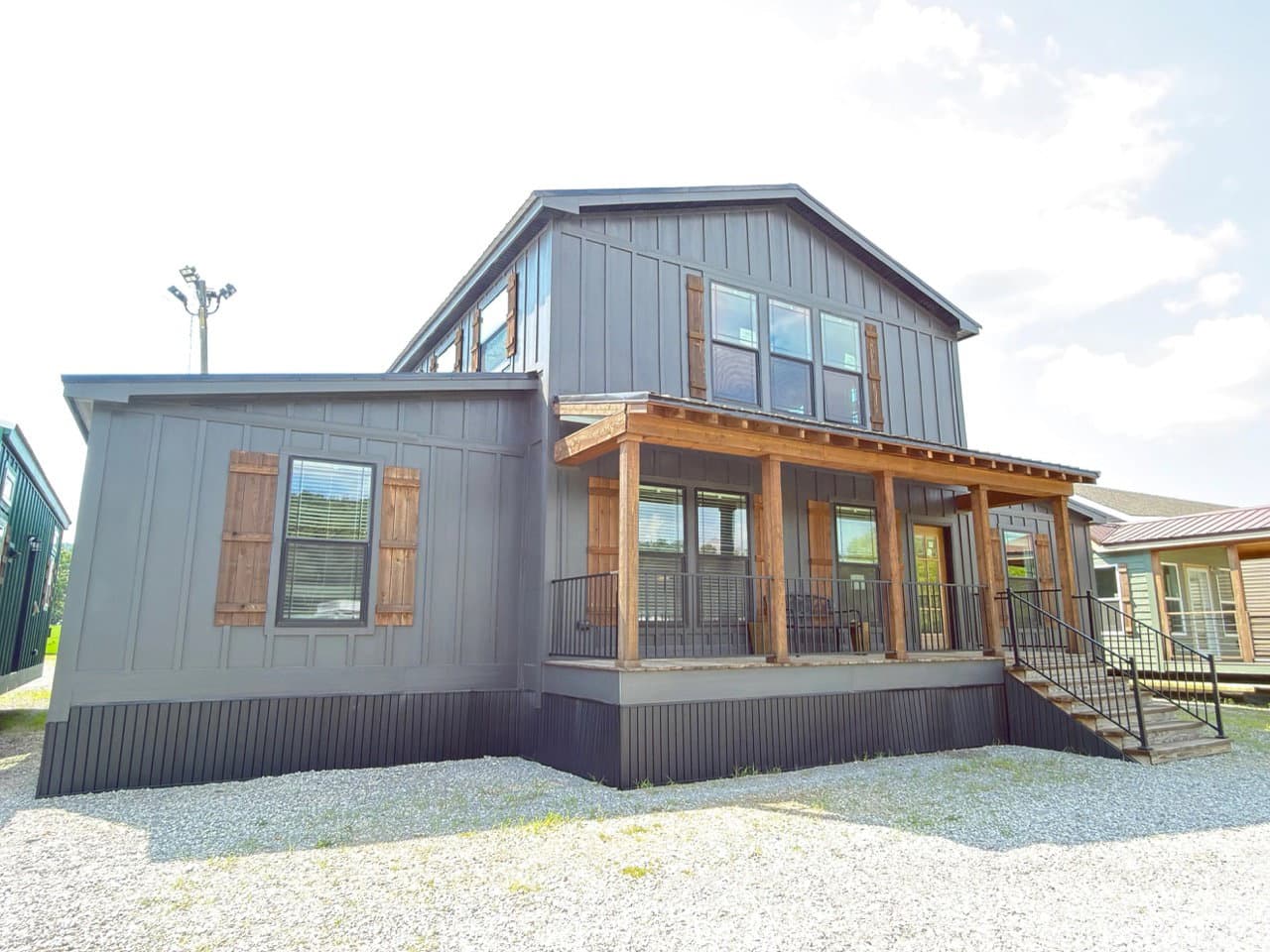 The barndominium 2 hero, elevation, and exterior home features